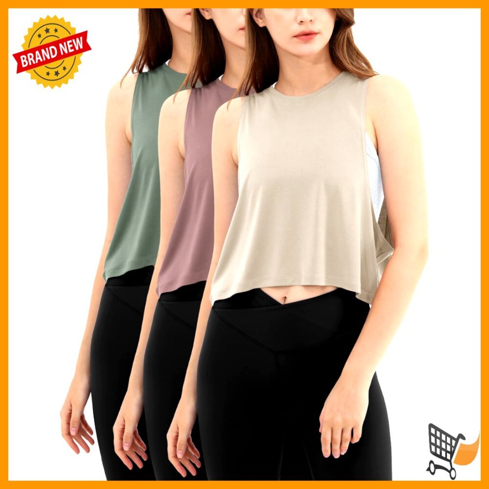 Loose Fit Modal Tank Tops 3-Pack Yoga Workout Athletic Sleeveless Chic